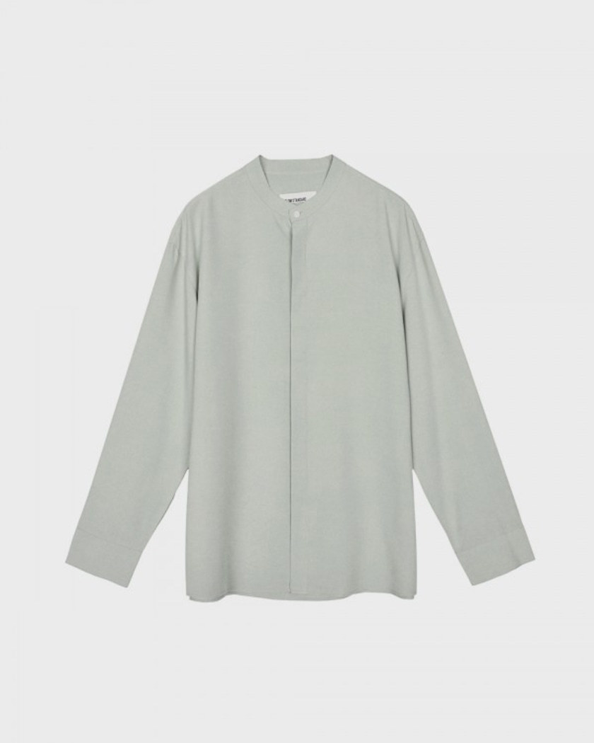 COOL BANDED COLLAR SHIRT DUSTY MINT