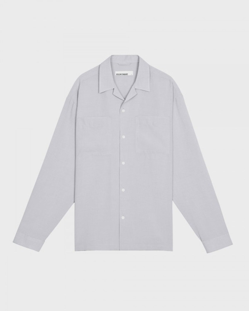 LOOSE FIT OPEN COLLAR SHIRTS GREY