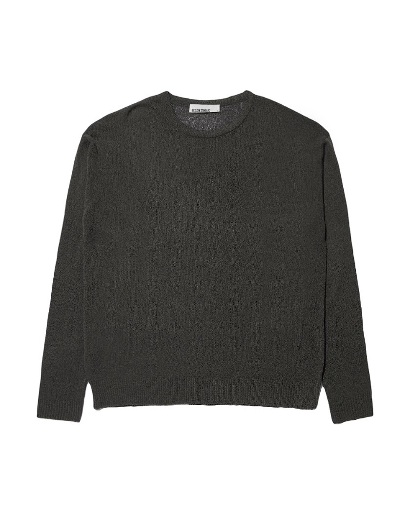 22SS LONG SLEEVE BOUCLE KNIT CHARCOAL