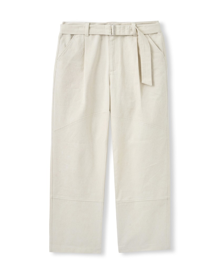 23SS ONE TUCK WASHED BELTED PANTS ECRU