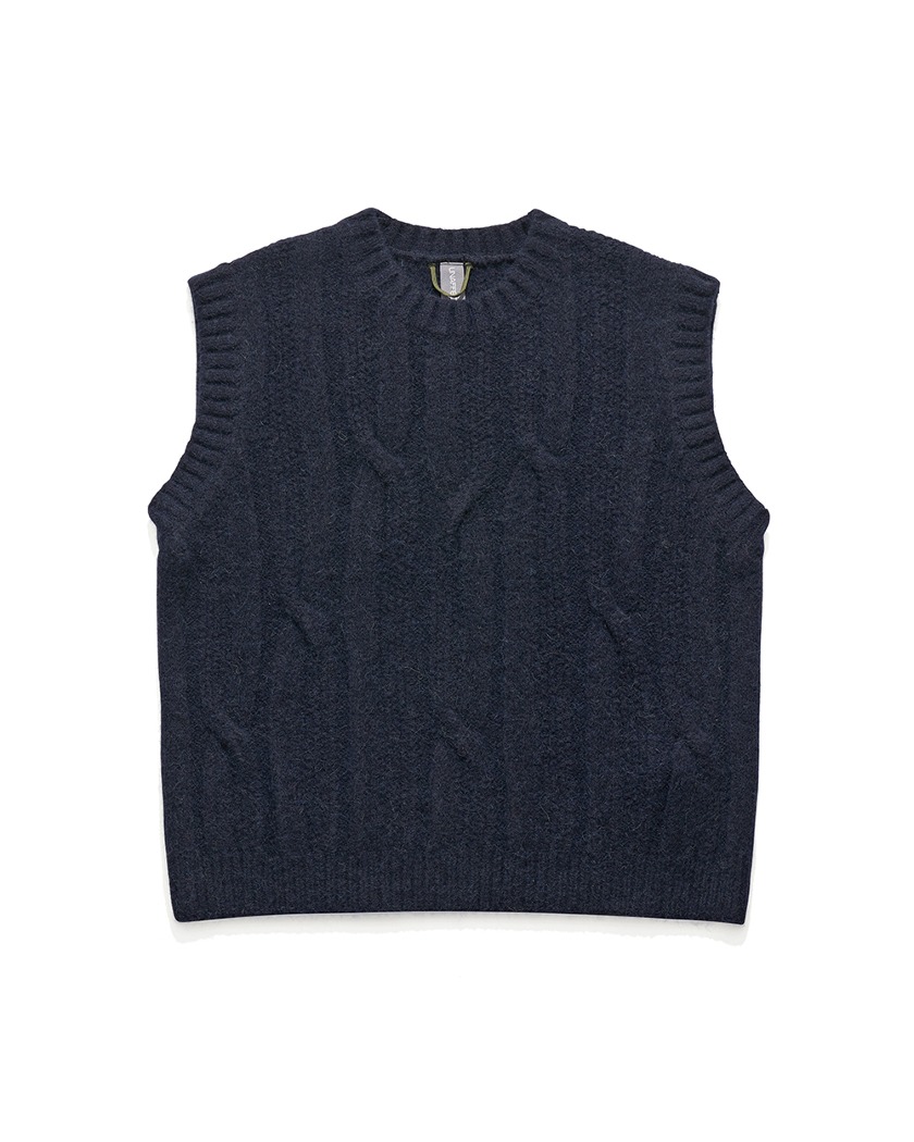 23FW UNAFFECTED CABLE KNIT VEST D.NAVY